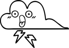 line drawing cartoon thunder cloud vector