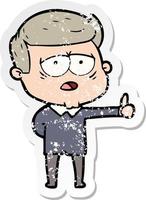 distressed sticker of a cartoon tired man vector