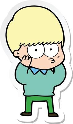 sticker of a nervous cartoon boy