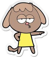 sticker of a cartoon bored dog vector