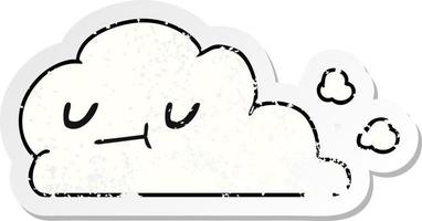 distressed sticker cartoon of kawaii happy cloud vector