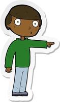 sticker of a cartoon man pointing vector