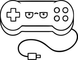 line drawing cartoon game controller vector