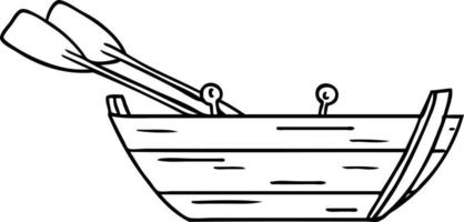 line drawing doodle of a wooden row boat vector