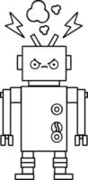 line drawing cartoon robot vector