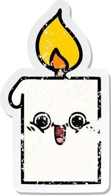 distressed sticker of a cute cartoon lit candle
