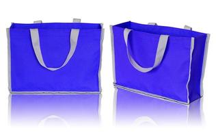 blue shopping bag on white background photo