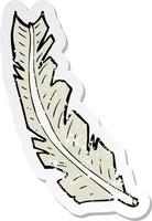 retro distressed sticker of a cartoon feather vector