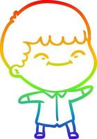 rainbow gradient line drawing cartoon happy boy vector