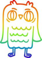 rainbow gradient line drawing cartoon owl vector