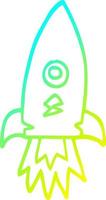 cold gradient line drawing cartoon space rocket vector