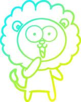 cold gradient line drawing happy cartoon lion vector