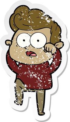 distressed sticker of a cartoon staring man