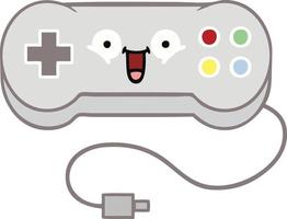 flat color retro cartoon game controller vector