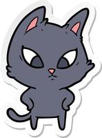 sticker of a confused cartoon cat vector