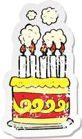 retro distressed sticker of a cartoon cake vector