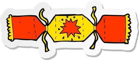 sticker of a cartoon christmas cracker vector