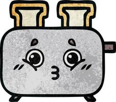 retro grunge texture cartoon of a toaster vector