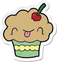 sticker of a cartoon cupcake vector