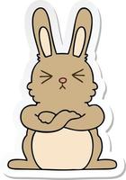 sticker of a quirky hand drawn cartoon rabbit vector