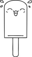 quirky line drawing cartoon orange ice lolly vector