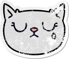 distressed sticker of a quirky hand drawn cartoon crying cat vector