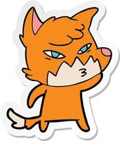 sticker of a clever cartoon fox vector