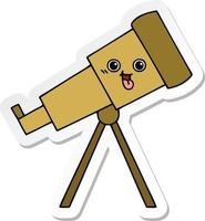 sticker of a cute cartoon telescope vector