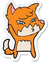 sticker of a clever cartoon fox vector