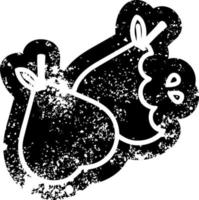bitten pears distressed icon vector