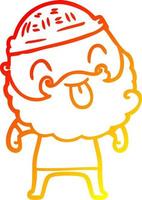 warm gradient line drawing man with beard sticking out tongue vector