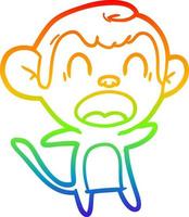 rainbow gradient line drawing shouting cartoon monkey vector