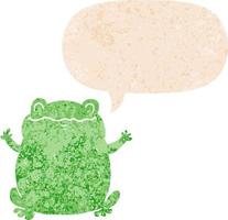 cartoon toad and speech bubble in retro textured style vector