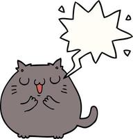 happy cartoon cat and speech bubble vector