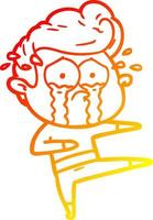 warm gradient line drawing cartoon crying dancer vector