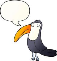 cartoon toucan and speech bubble in smooth gradient style vector