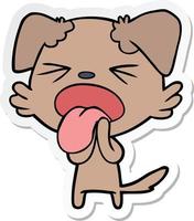 sticker of a cartoon disgusted dog vector