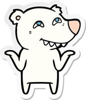 sticker of a cartoon polar bear showing teeth vector