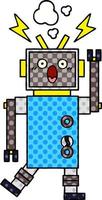 comic book style cartoon malfunctioning robot vector