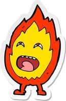 sticker of a cartoon flame character vector