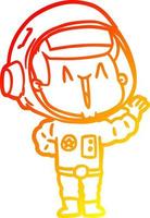 warm gradient line drawing singing cartoon astronaut vector