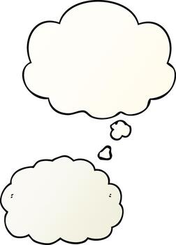 cartoon cloud and thought bubble in smooth gradient style vector
