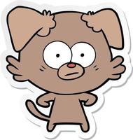 sticker of a nervous dog cartoon vector