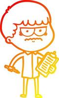 warm gradient line drawing cartoon annoyed man vector