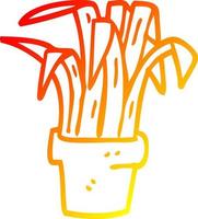 warm gradient line drawing cartoon indoor plant vector