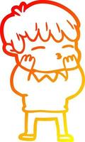 warm gradient line drawing cartoon curious boy vector