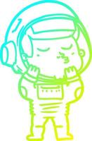 cold gradient line drawing cartoon confident astronaut vector