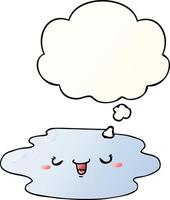 cartoon puddle with face and thought bubble in smooth gradient style vector