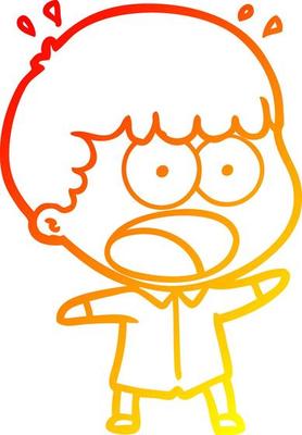 warm gradient line drawing cartoon shocked man