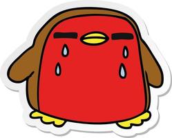 sticker cartoon cute kawaii red robin vector